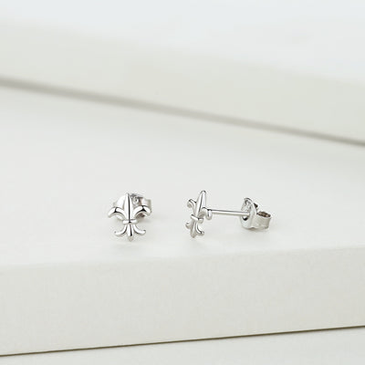 925 Sterling Silver Plain Fleur De Lis Earrings