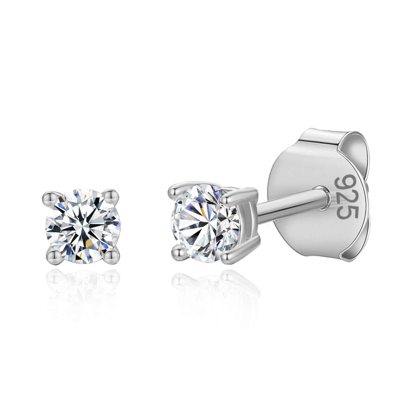 14K Gold Plated 925 Sterling Silver Round Brilliant Cut Cubic Zirconia Stud Earrings Hypoallergenic Earrings for Women 3-6mm