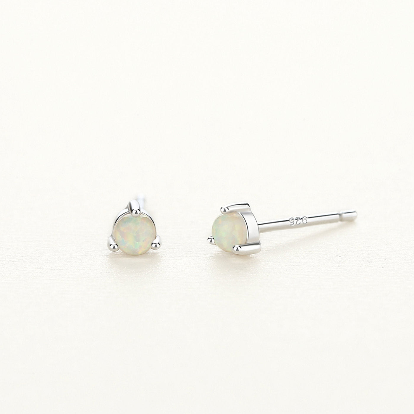 925 Sterling Silver Opal Stud Earrings