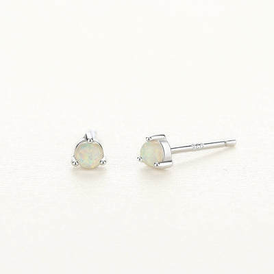 925 Sterling Silver Opal Stud Earrings