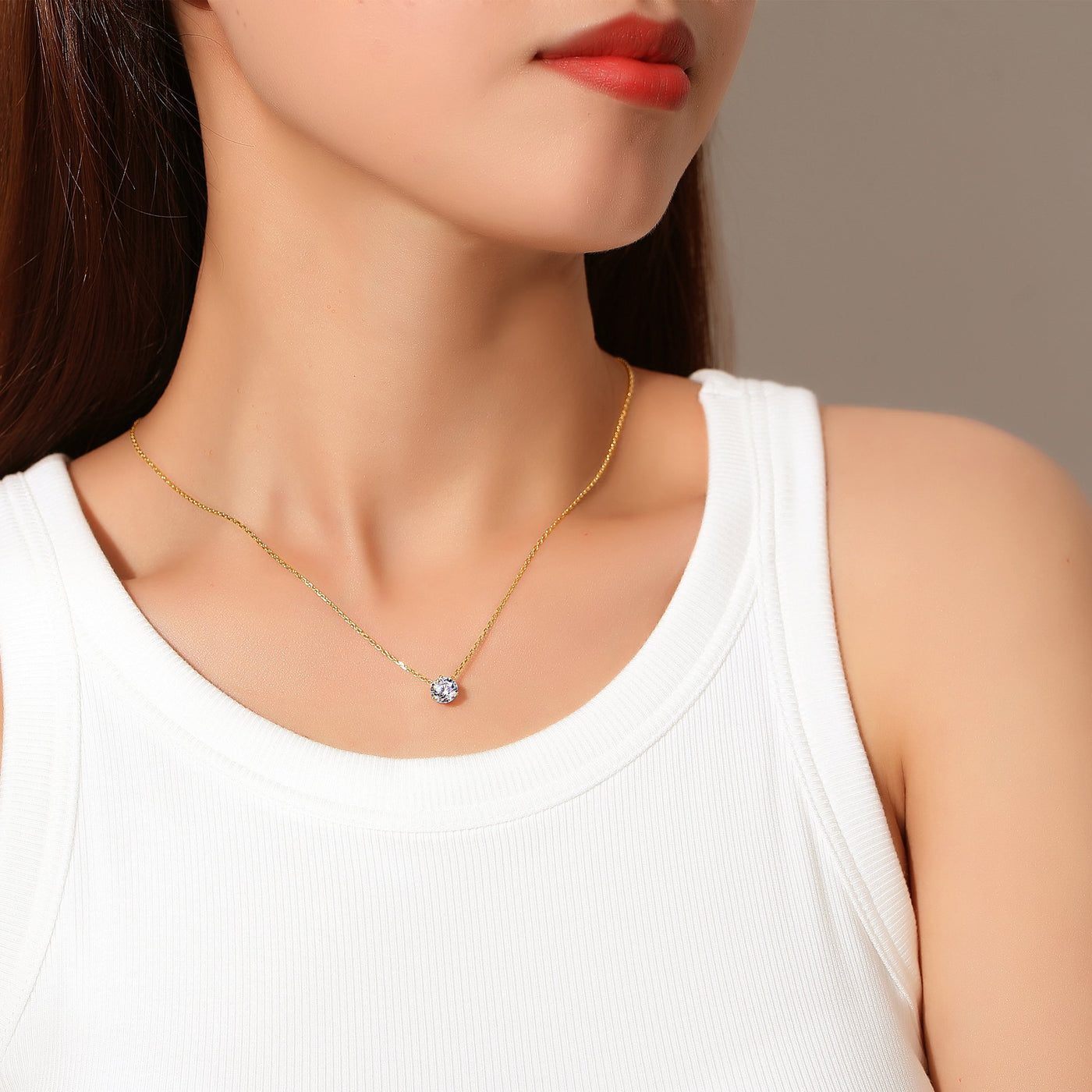 14K Solid Gold Chain Necklace with GRA-Certified Moissanite