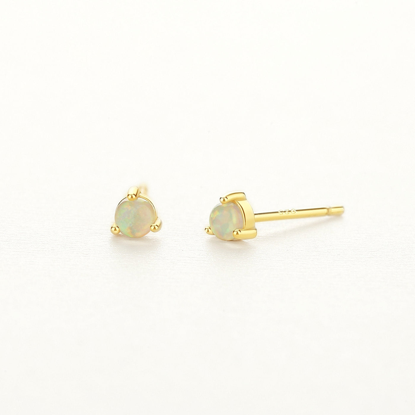 925 Sterling Silver Opal Stud Earrings