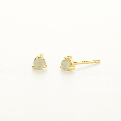 925 Sterling Silver Opal Stud Earrings