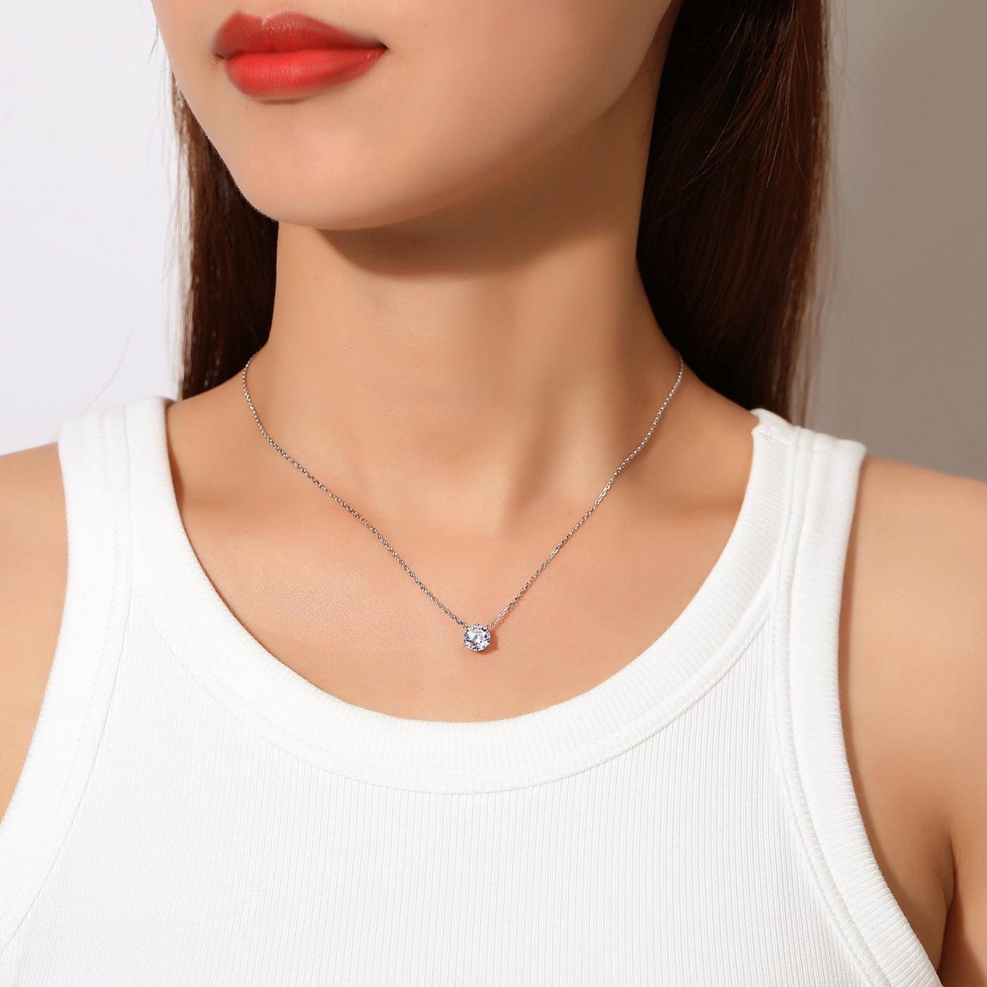 14K Solid Gold Chain Necklace with GRA-Certified Moissanite