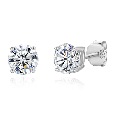 14K Gold Plated 925 Sterling Silver Round Brilliant Cut Cubic Zirconia Stud Earrings Hypoallergenic Earrings for Women 3-6mm