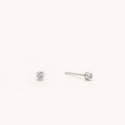 925 Sterling Silver Cubic Zirconia Bezel Stud Earrings