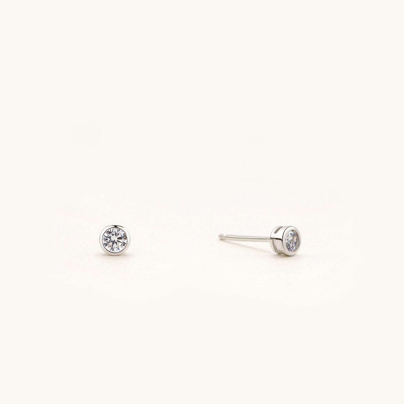 925 Sterling Silver Cubic Zirconia Bezel Stud Earrings