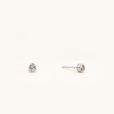 925 Sterling Silver Cubic Zirconia Bezel Stud Earrings