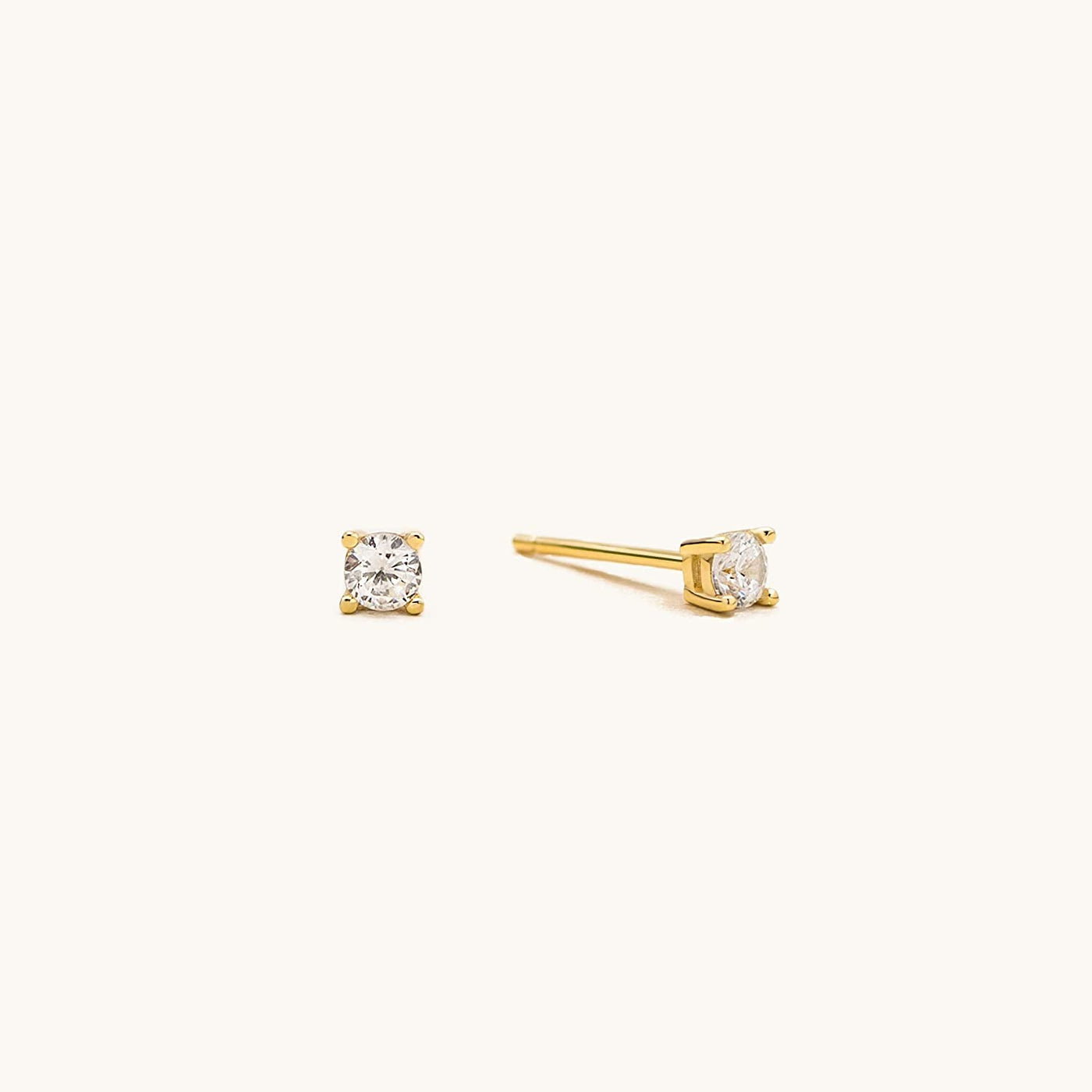 14K Gold Plated 925 Sterling Silver Round Brilliant Cut Cubic Zirconia Stud Earrings Hypoallergenic Earrings for Women 3-6mm