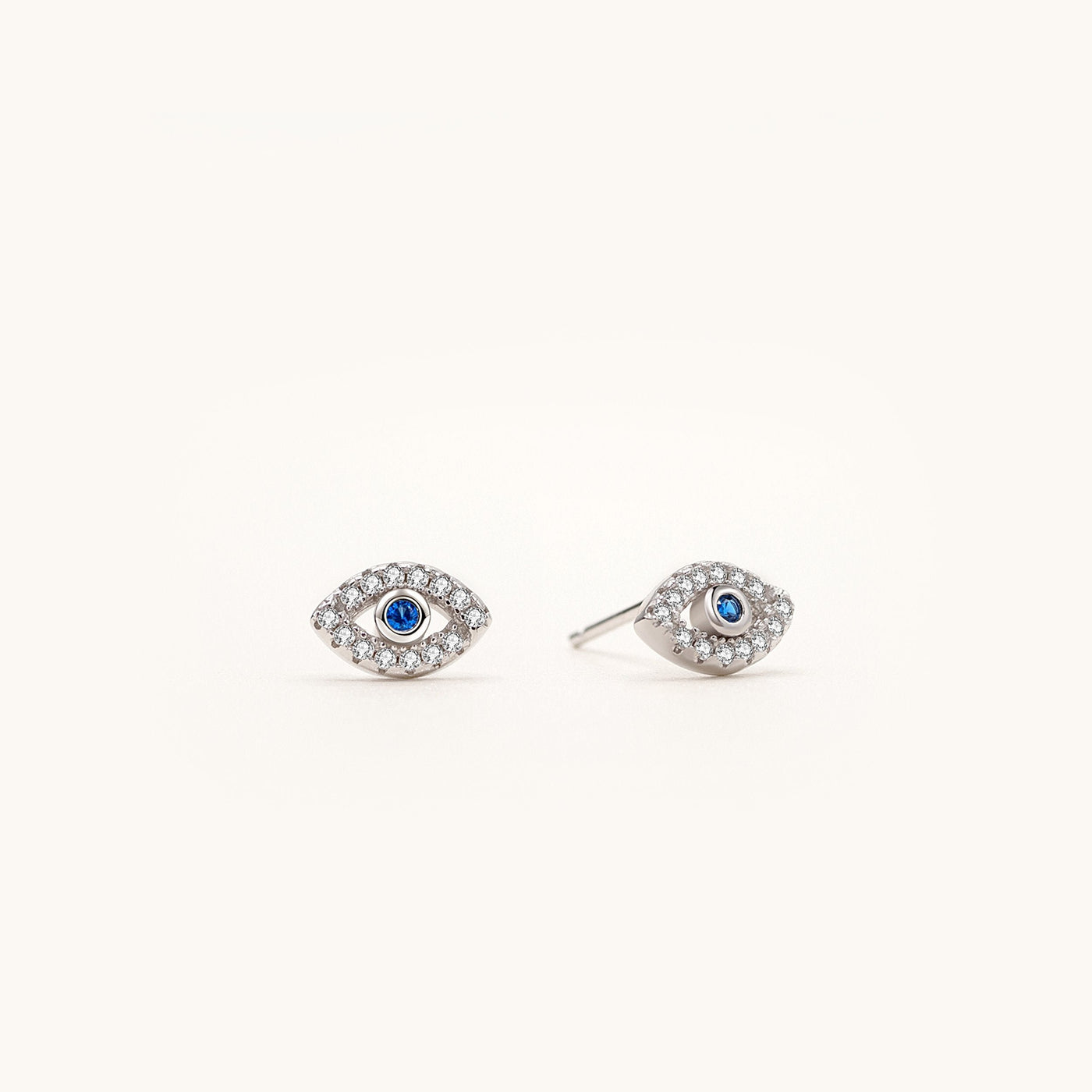 925 Sterling Silver Cubic Zirconia Evil Eye Earrings