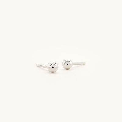 925 Sterling Silver Plain Ball Stud Earrings