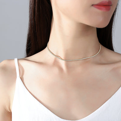 925 Sterling Silver Tennis Choker Necklace