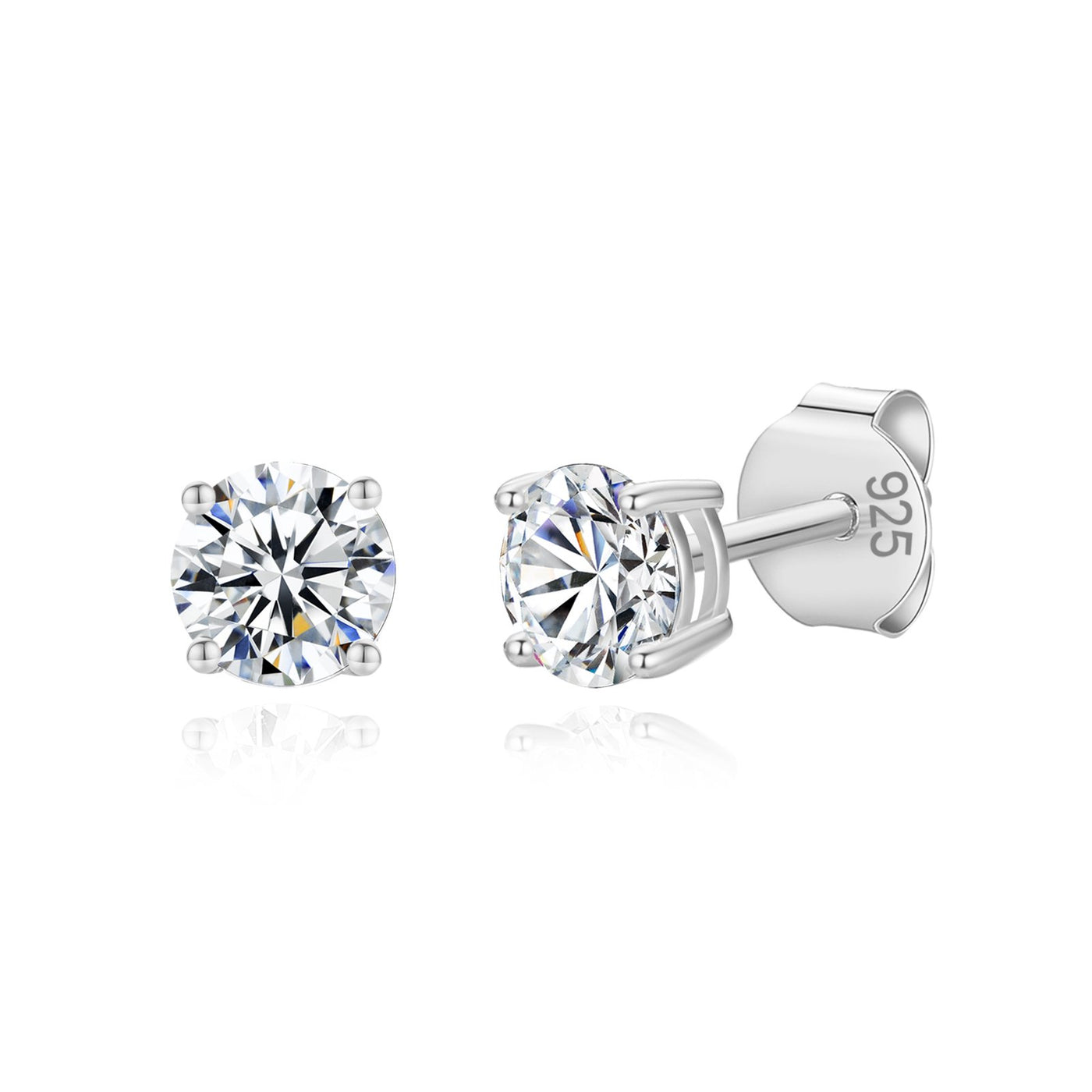 14K Gold Plated 925 Sterling Silver Round Brilliant Cut Cubic Zirconia Stud Earrings Hypoallergenic Earrings for Women 3-6mm