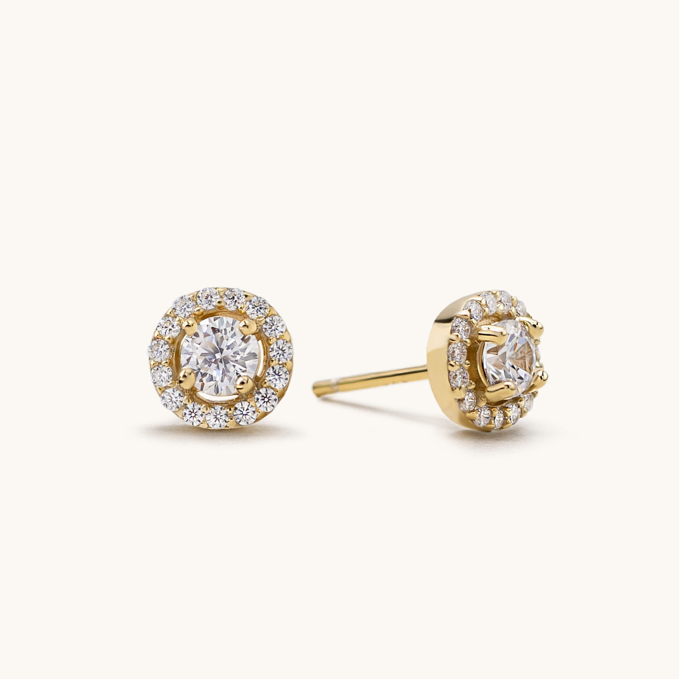 925 Sterling Silver Cubic Zirconia Halo Stud Earrings