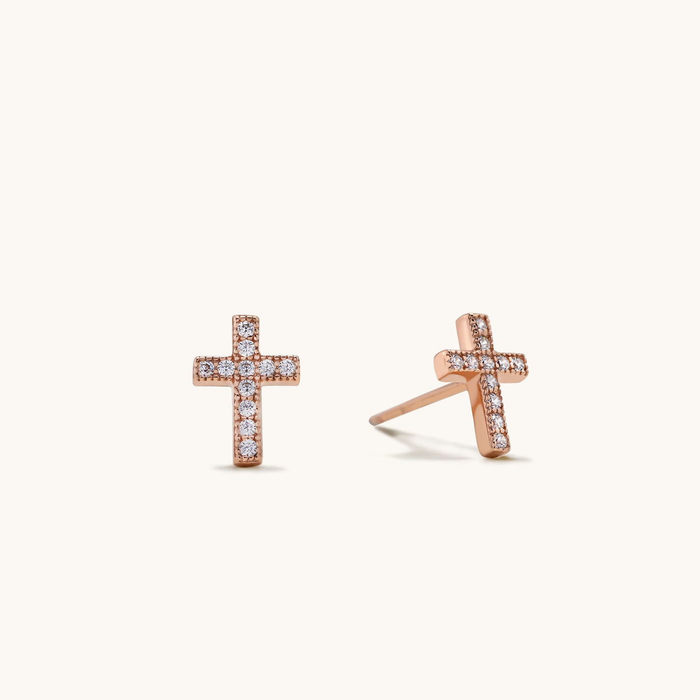 925 Sterling Silver Cubic Zirconia Cross Stud Earrings