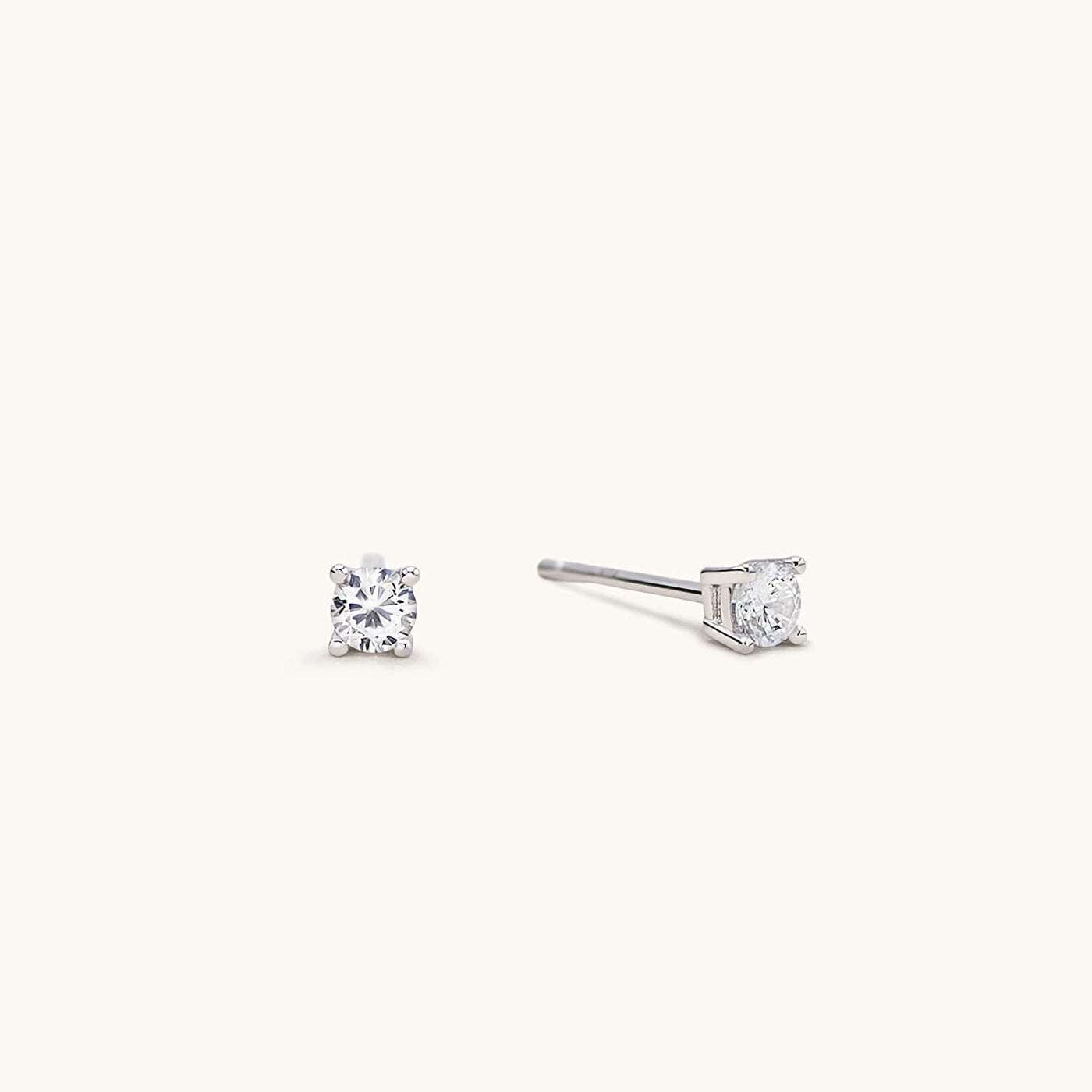 14K Gold Plated 925 Sterling Silver Round Brilliant Cut Cubic Zirconia Stud Earrings Hypoallergenic Earrings for Women 3-6mm