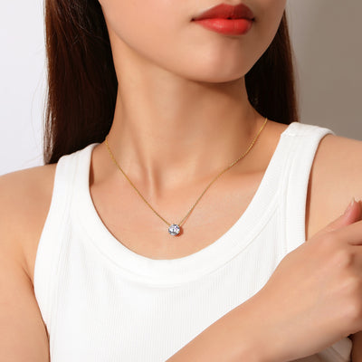 14K Solid Gold Chain Necklace with GRA-Certified Moissanite