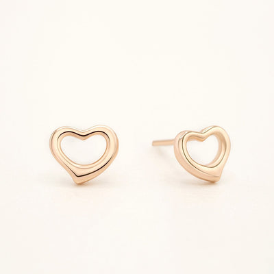 925 Sterling Silver Open Heart Stud Earrings