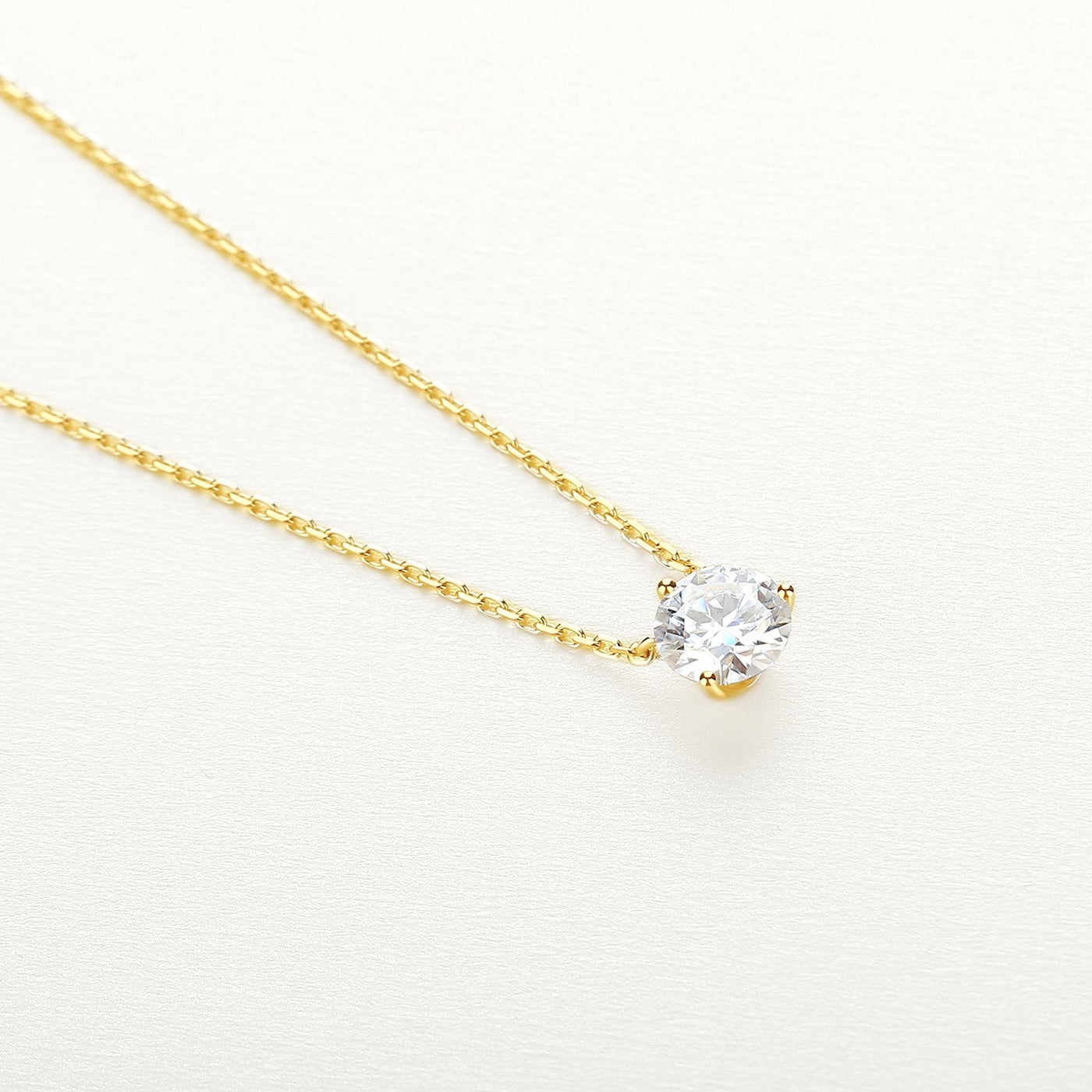 1.25 Carat GRA Certified Moissanite Necklace In 14k Yellow Gold | 18" Solitaire Pendant For Women
