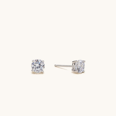 14K Gold Plated 925 Sterling Silver Round Brilliant Cut Cubic Zirconia Stud Earrings Hypoallergenic Earrings for Women 3-6mm