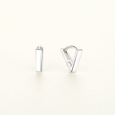 925 Sterling Silver Plain Mini Triangular Huggie Hoop Earrings