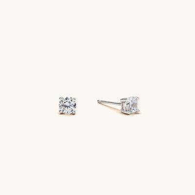 14K Gold Plated 925 Sterling Silver Round Brilliant Cut Cubic Zirconia Stud Earrings Hypoallergenic Earrings for Women 3-6mm