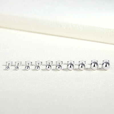 925 Sterling Silver Plain Ball Stud Earrings