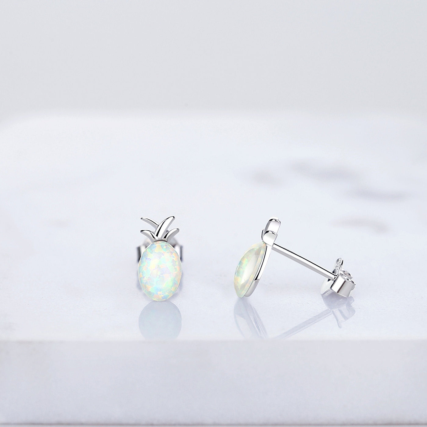 925 Sterling Silver Opal Pineapple Stud Earrings