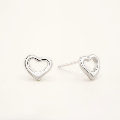 925 Sterling Silver Open Heart Stud Earrings