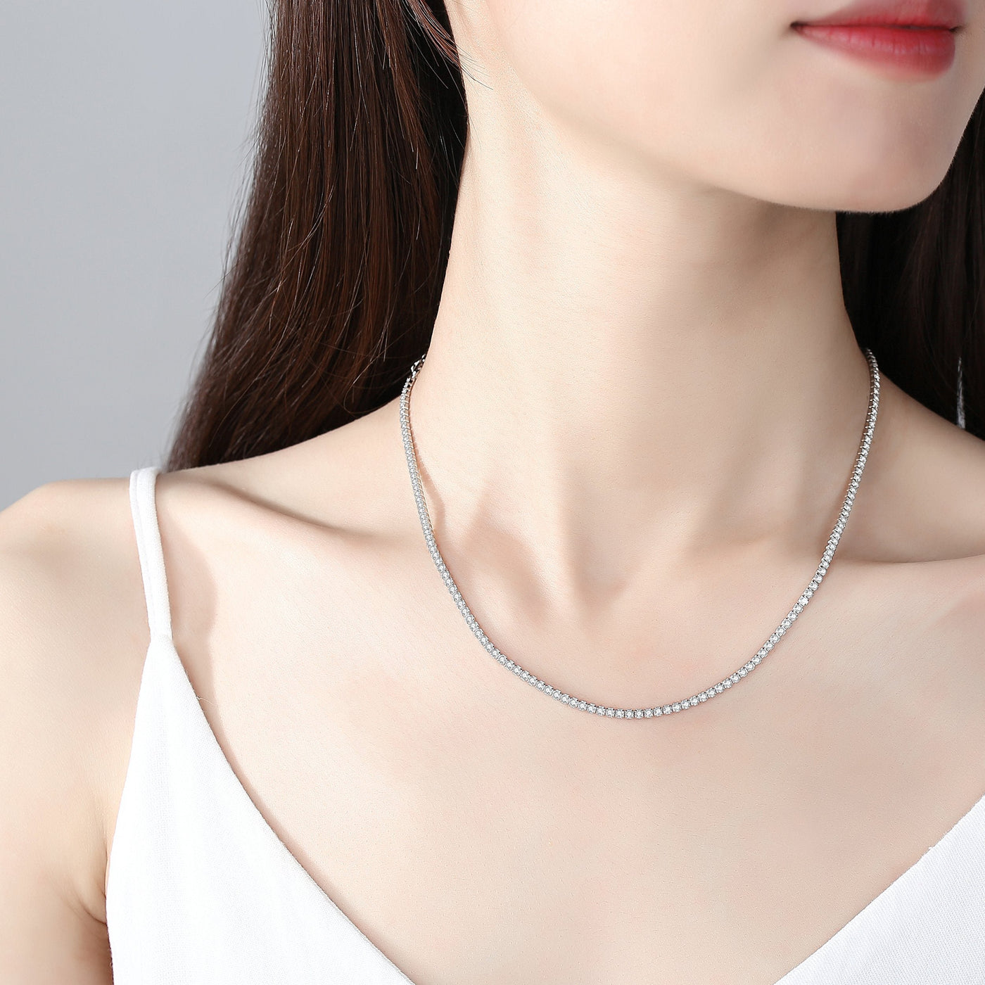 925 Sterling Silver Tennis Choker Necklace