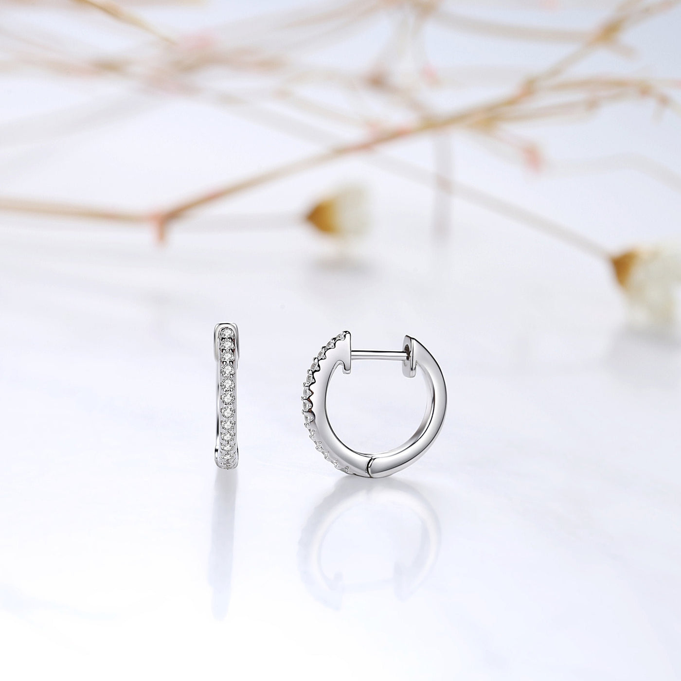 925 Sterling Silver Cubic Zirconia Petite Huggie Hoop Earrings