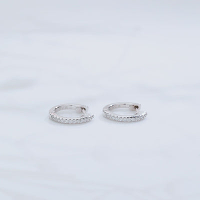 925 Sterling Silver Cubic Zirconia Petite Huggie Hoop Earrings