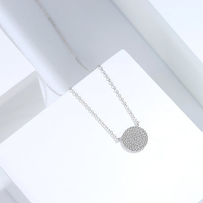 Pave Circle Disc Necklace