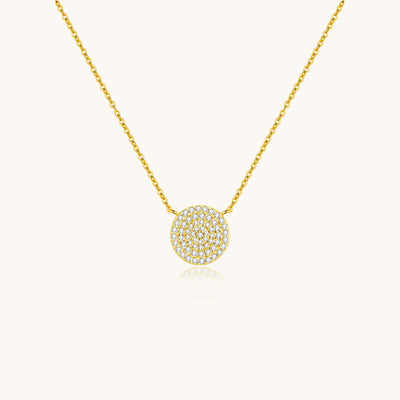 Pave Circle Disc Necklace